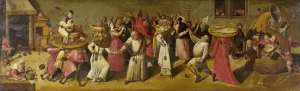 Battle between Carnival and Lent by Hieronymus Bosch Oil Painting