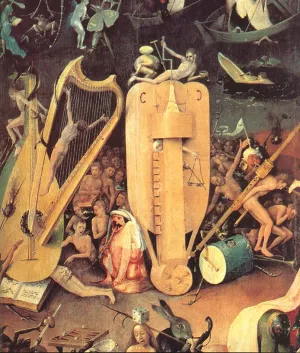 Garden of Earthly Delights, Detail of Right Wing painting by Hieronymus Bosch