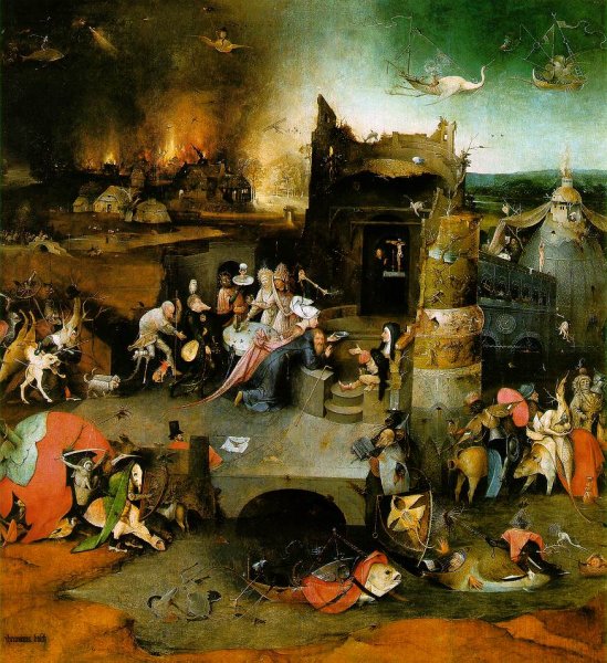 Temptation of St. Anthony, Central Panel of the Triptych by Hieronymus Bosch - Hand-Painted Oil Painting Reproduction