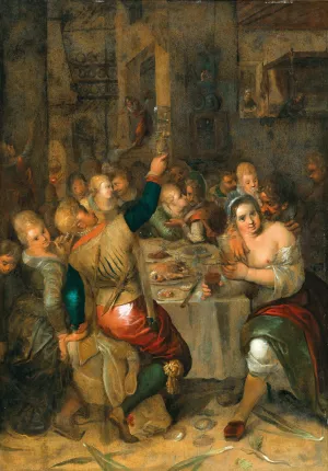 A Banquet Scene by Hieronymus Francken II Oil Painting