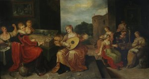 Wise virgins and foolish virgins by Hieronymus Francken II Oil Painting