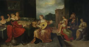 Wise virgins and foolish virgins by Hieronymus Francken II Oil Painting