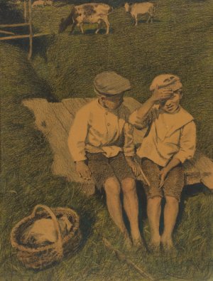 Shepherd Boys by Hilding Nyman Oil Painting