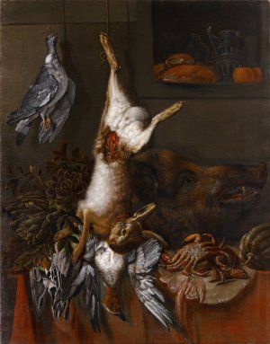 Hunting Still Life With A Hare by Hinrich Stravius Oil Painting