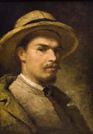 Self-Portrait by Hipolit Lipinski Oil Painting