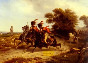 Hussards Escortant Napoleon Oil painting by Hippolyte Bellange