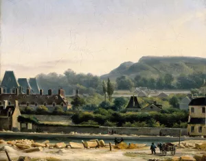 Vue de L'hopital Saint-Louis et des Buttes-Chaumont by Hippolyte-Benjamin Adam Oil Painting
