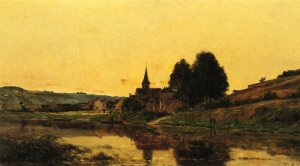 A Village near Bonnieres by Hippolyte Camille Delpy Oil Painting