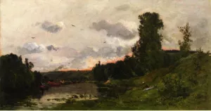 Banks of the Seine by Hippolyte Camille Delpy Oil Painting