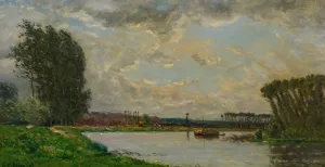 Bateau Sur L'oise Oil painting by Hippolyte Camille Delpy