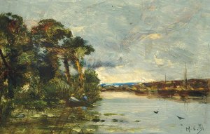Canal De Pantin Oil painting by Hippolyte Camille Delpy