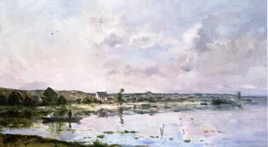 Elegant Lady on the Oise by Hippolyte Camille Delpy Oil Painting
