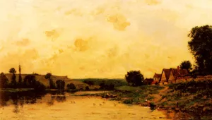 Lavandiere Au Bord De La Riviere by Hippolyte Camille Delpy Oil Painting