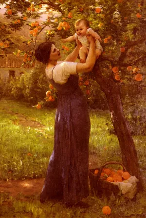 Mere Et Enfant Dans Le Jardin by Hippolyte Camille Delpy - Oil Painting Reproduction