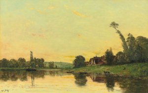 Soleil Couchant a Portejoie Oil painting by Hippolyte Camille Delpy