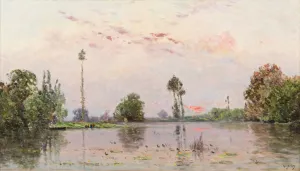 The Pond At Dusk by Hippolyte Camille Delpy Oil Painting