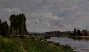 Washerwoman on the Riverbank Oil painting by Hippolyte Camille Delpy