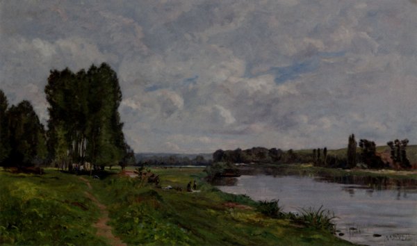 Washerwoman on the Riverbank by Hippolyte Camille Delpy - Hand-Painted Oil Painting Reproduction