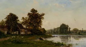 Washerwomen by the River painting by Hippolyte Camille Delpy