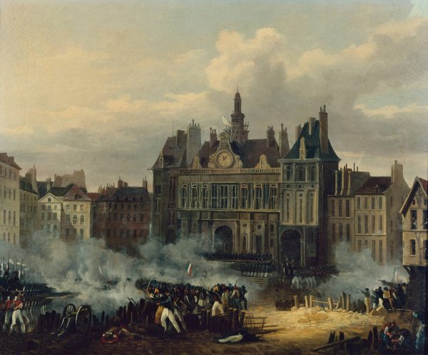 Assaut de l'hotel de ville, le 28 juillet 1830  by Hippolyte Lecomte - Hand-Painted Oil Painting Reproduction