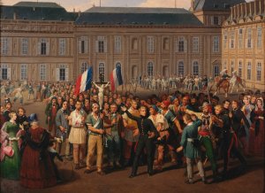Les polytechniciens portant le crucifix sauve de la chapelle des Tuileries, lors des emeutes du 24 fevrier 1848 by Hippolyte Lecomte Oil Painting