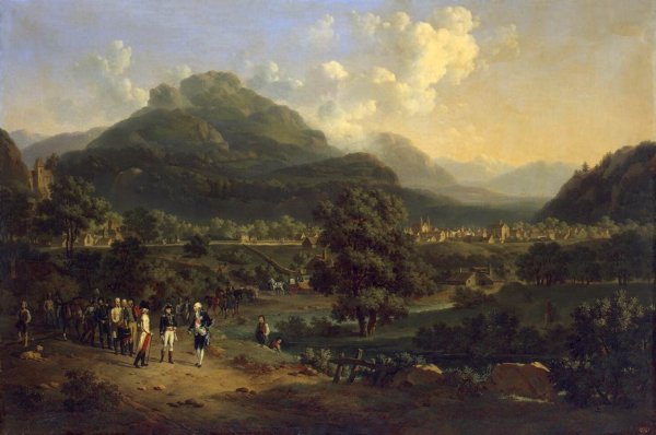Meeting of Napoleon with the Ambassadors of the Austrian Emperor near Leoben, Steiermark on 7 April, 1797 by Hippolyte Lecomte - Hand-Painted Oil Painting Reproduction
