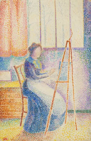 La femme de l'artiste a son chevalet by Hippolyte Petitjean Oil Painting