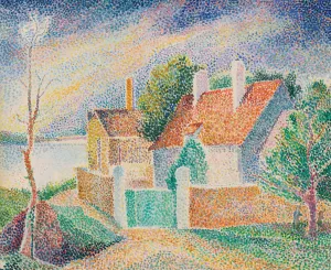 Maisons Au Bord D'un Lac by Hippolyte Petitjean Oil Painting