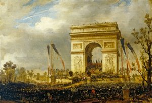 La fete de la Fraternite, le 20 avril 1848, place de l'etoile ; distribution des drapeaux a la garde nationale. by Hippolyte Sebron Oil Painting