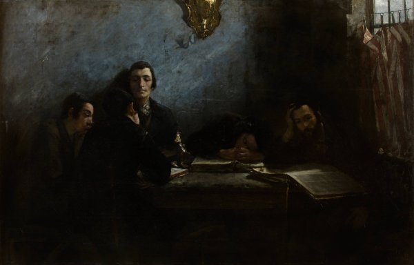 Main Product Photo of School of Talmudists  Painting by Samuel Hirszenberg