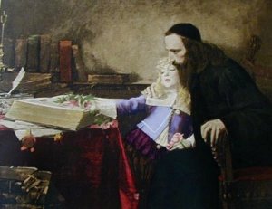Uriel dAcosta Instructing the Young Spinoza by Samuel Hirszenberg Oil Painting