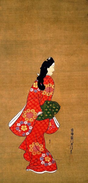 Beauty Looking Back by Hishikawa Moronobu Oil Painting