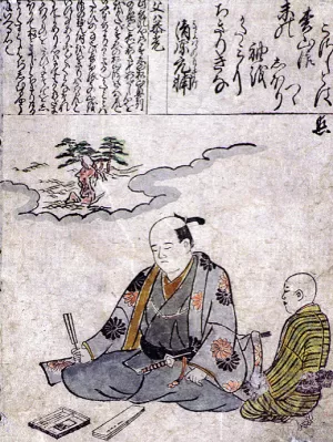 Kiyohara no Motosuke painting by Hishikawa Moronobu