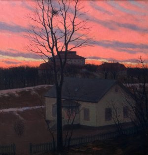 Evening by Hjalmar Linde Oil Painting