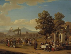 Italian Harvest Festival at Monte Testaccio near Rome by Hjalmar Morner Oil Painting