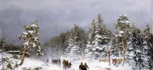 A Wintery Walk by Hjalmar Munsterhjelm - Oil Painting Reproduction