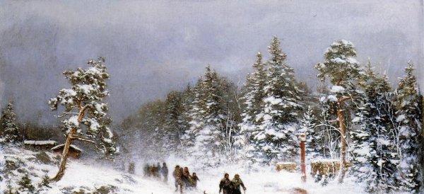 Main Product Photo of A Wintery Walk Painting by Hjalmar Munsterhjelm