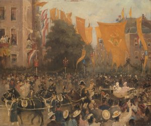 Queen Wilhelmina entering Amsterdam in 1898 by Hobbe Smith Oil Painting