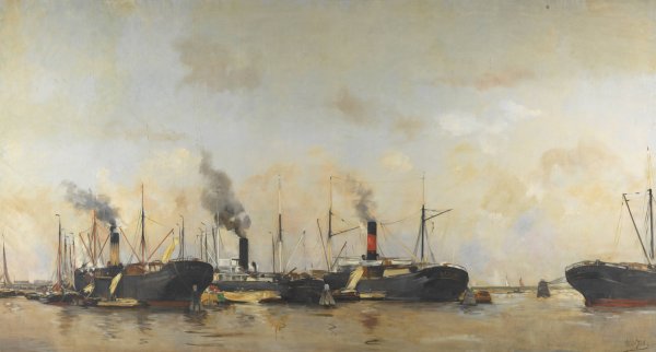 View of the Houthaven  by Hobbe Smith - Hand-Painted Oil Painting Reproduction