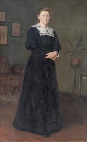 The Painter Ane Marie Hansen by Holga Reinhard Oil Painting