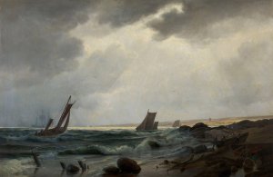 Costal scene north of Aarsdale by Holger Drachmann Oil Painting