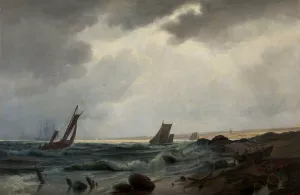 Costal scene north of Aarsdale by Holger Drachmann Oil Painting