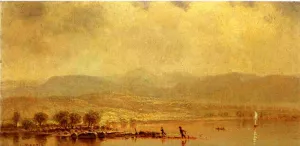 Misty Morning on the Hudson River Oil painting by Homer Dodge Martin