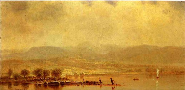 Misty Morning on the Hudson River by Homer Dodge Martin - Hand-Painted Oil Painting Reproduction