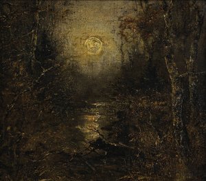 Moonlight Reflecting on Water by Homer Dodge Martin Oil Painting