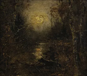 Moonlight Reflecting on Water by Homer Dodge Martin Oil Painting