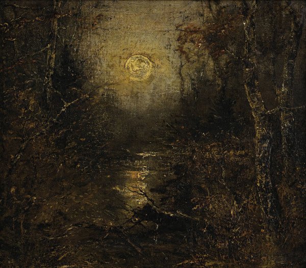 Moonlight Reflecting on Water by Homer Dodge Martin - Hand-Painted Oil Painting Reproduction