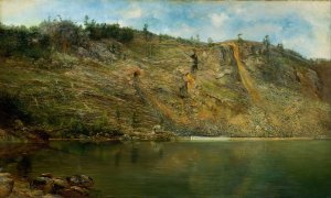 The Iron Mine, Port Henry, New York by Homer Dodge Martin Oil Painting
