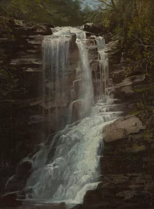 Waterfall by Homer Dodge Martin Oil Painting