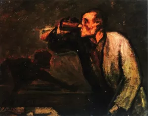 Billiard Players also known as The Drinker by Honore Daumier - Oil Painting Reproduction